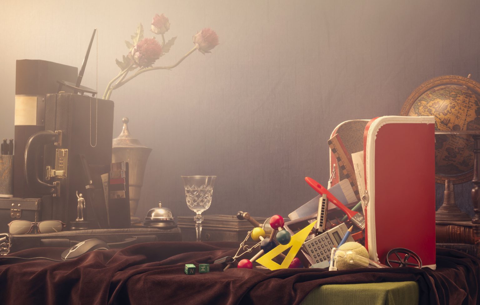 a suitcase full of objects