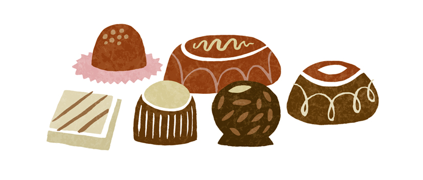 a group of chocolate candies