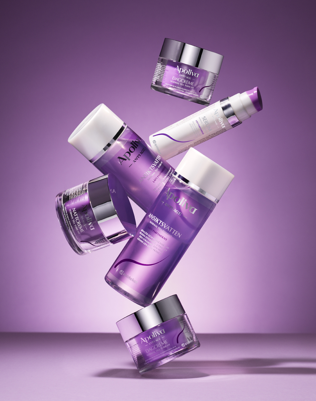 a group of purple containers