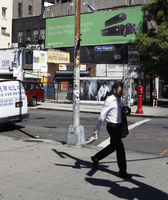a man walking on a street