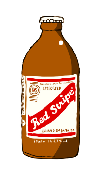 a brown bottle with white text