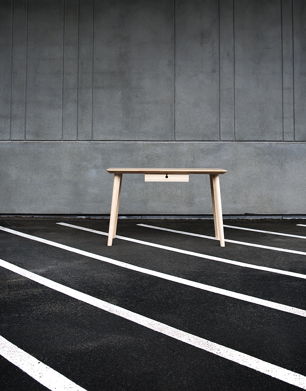 a table in a parking lot