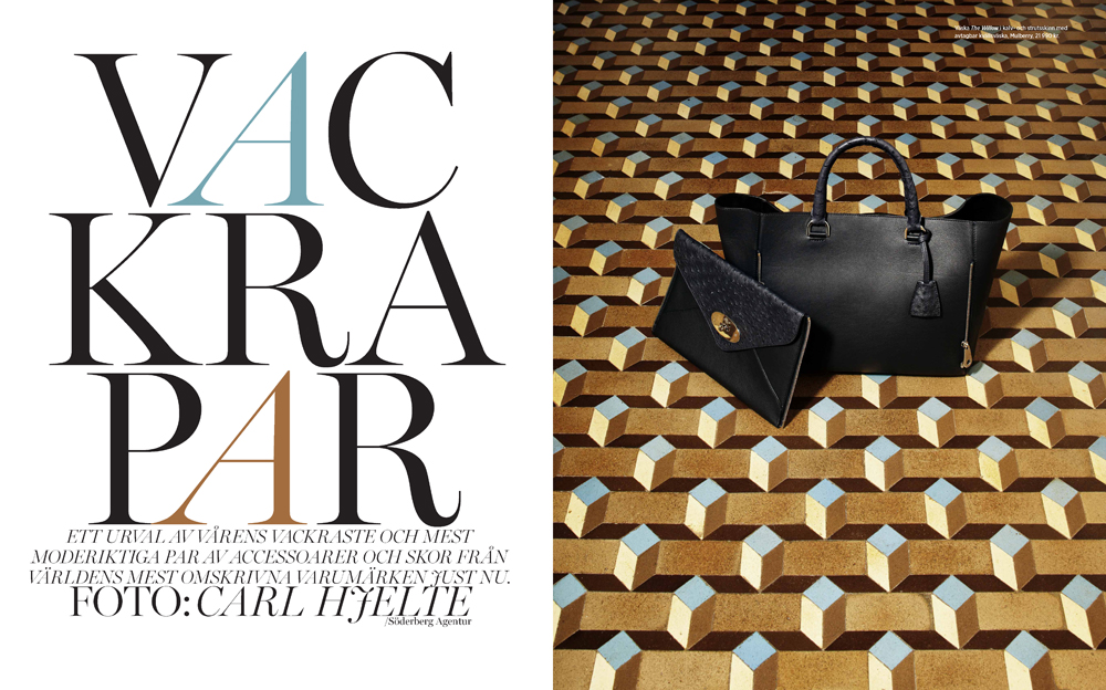 a black purse and a black purse on a brown and blue patterned surface