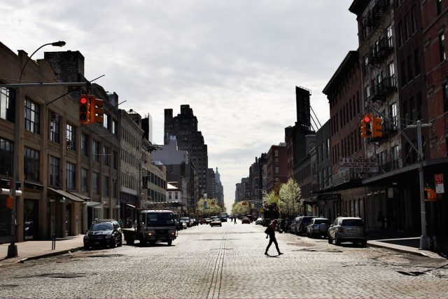 a person walking on a street