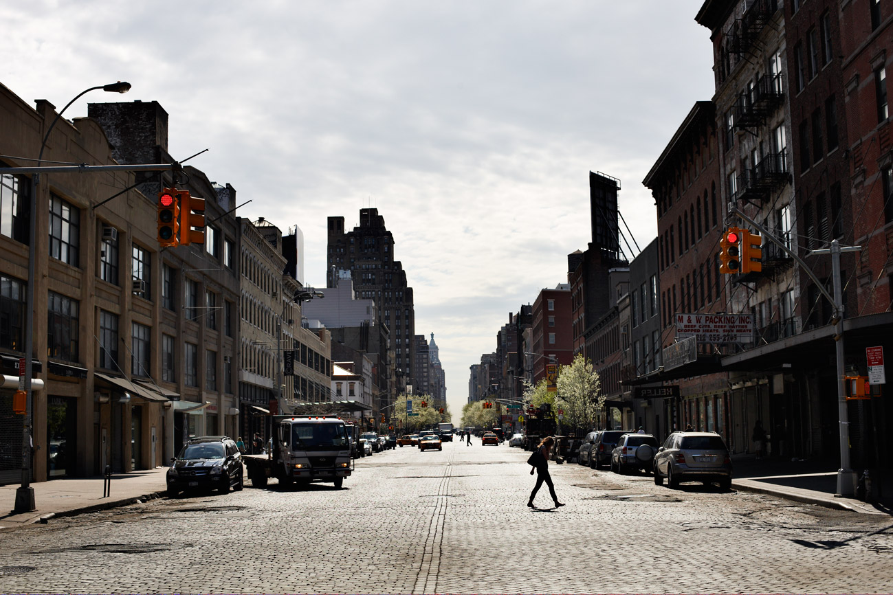 a person walking on a street