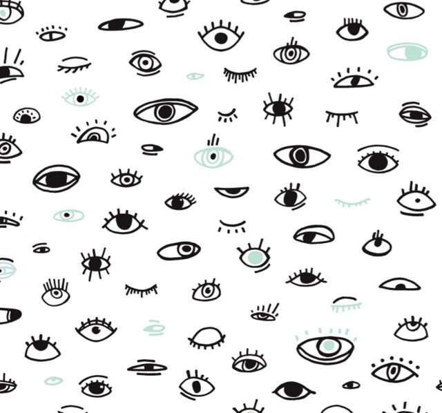 a pattern of different eyes and mouth