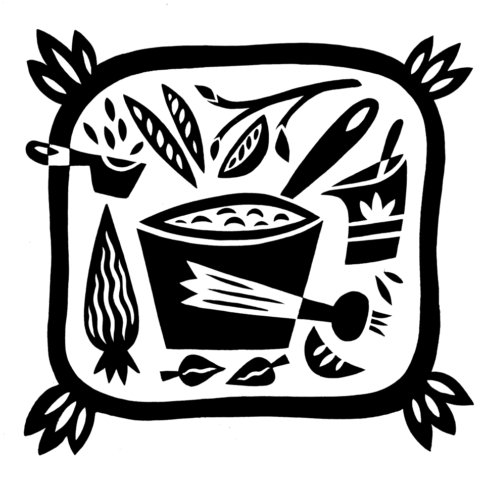 a black and white illustration of a potted plant