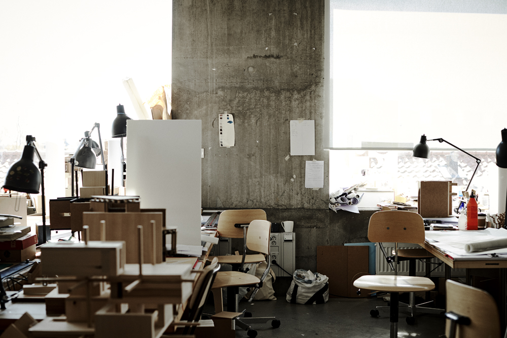 a room with desks and chairs