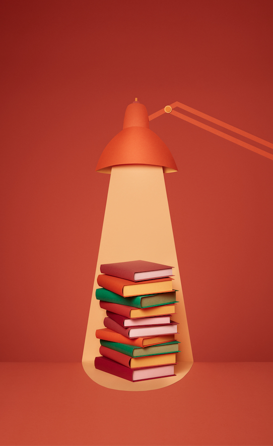 a stack of books on a table