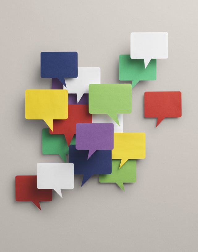 a group of colorful speech bubbles