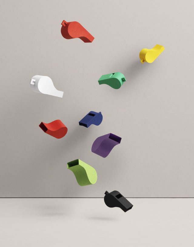 a group of colorful whistles