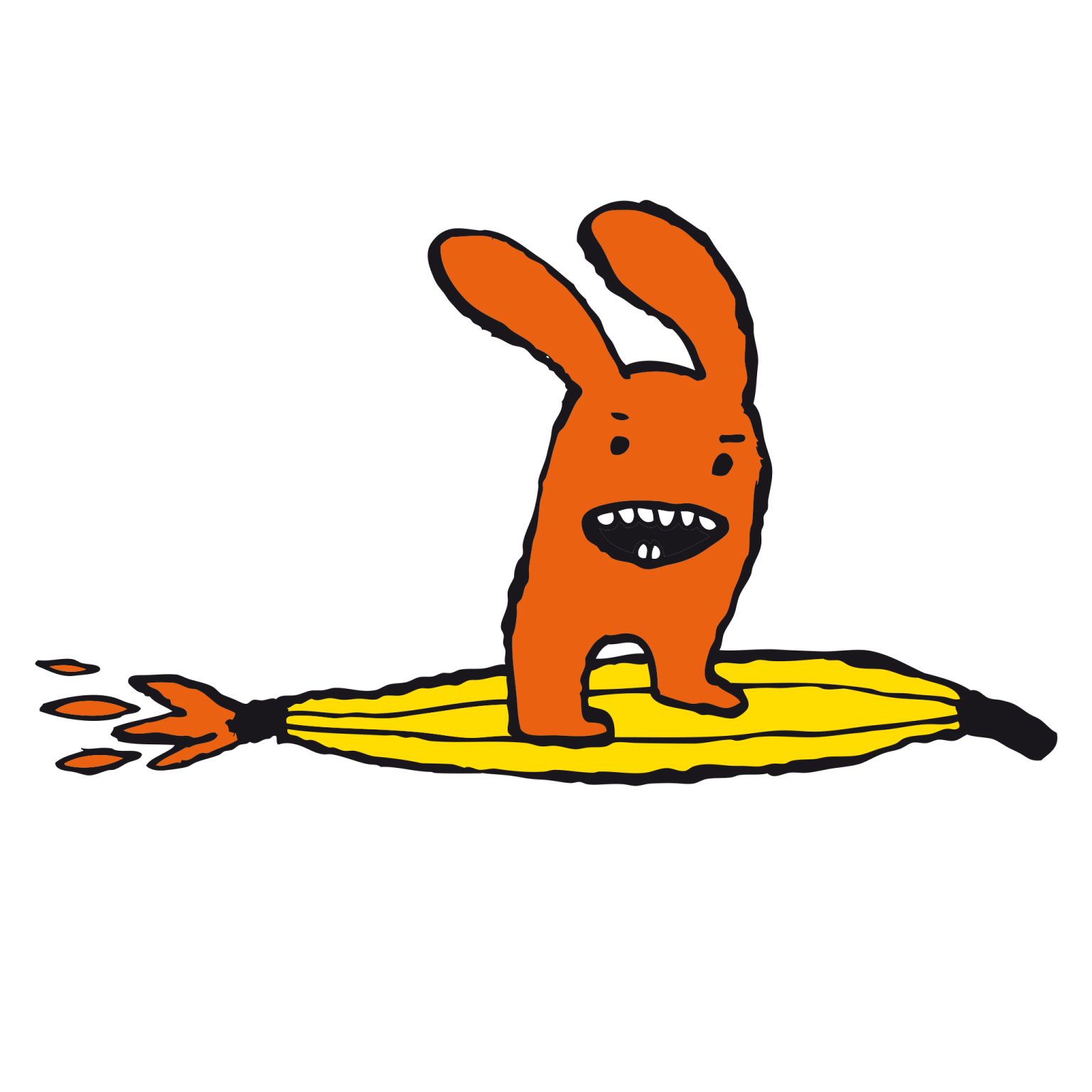 a cartoon of a rabbit riding a banana