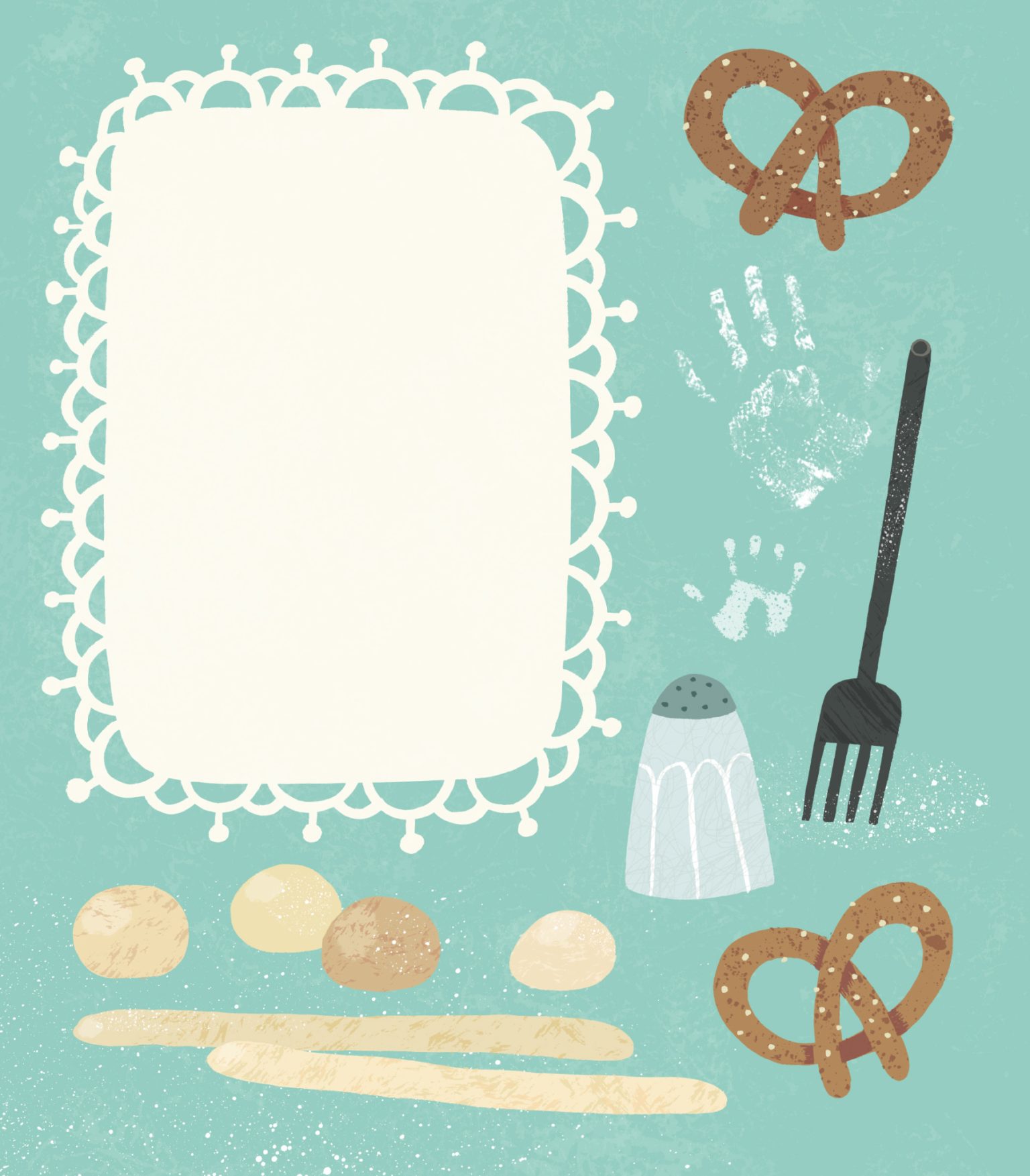a frame with food items on it