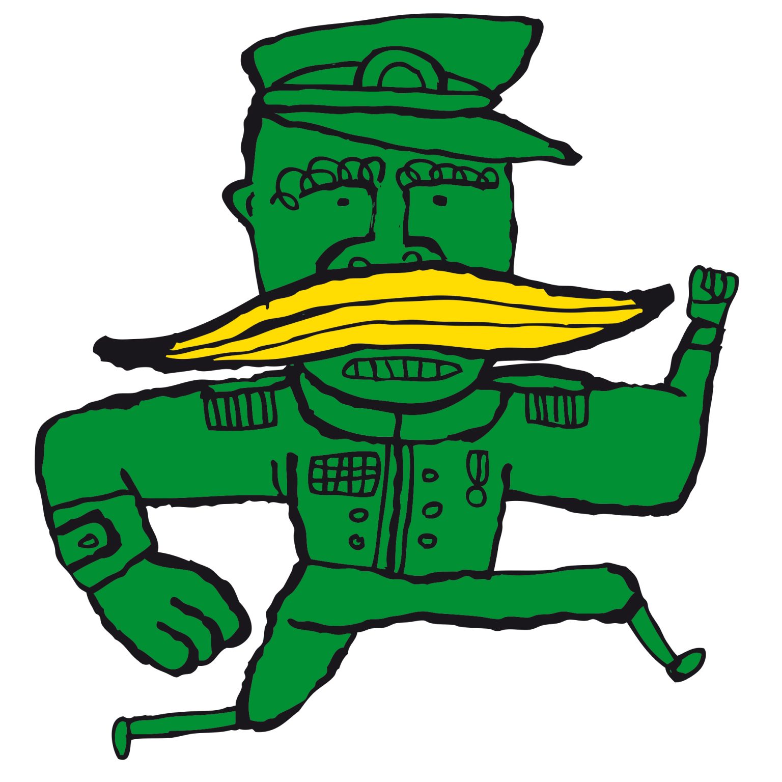 a cartoon of a man in uniform running