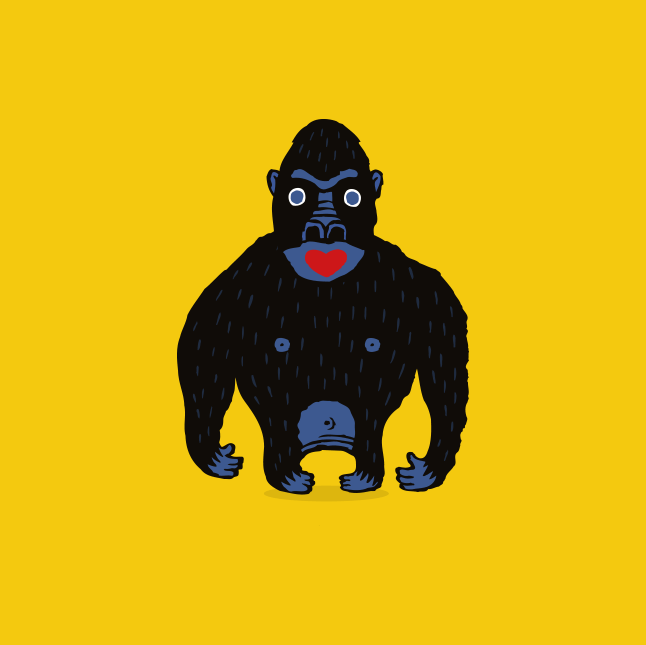 a cartoon of a gorilla
