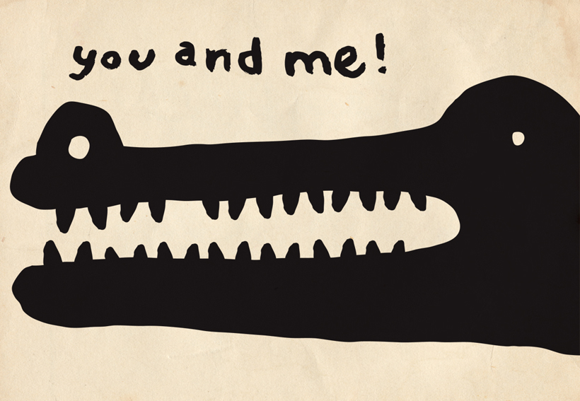a black and white drawing of a crocodile