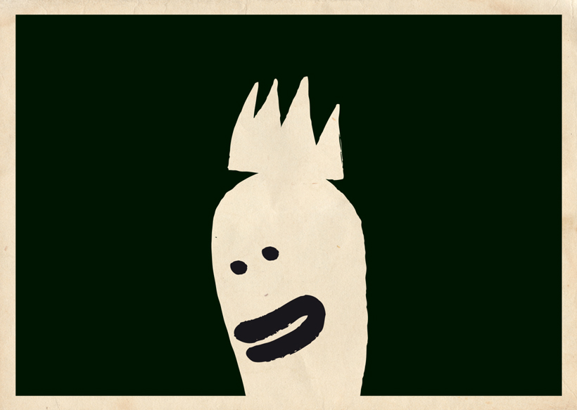 a drawing of a white face with a crown