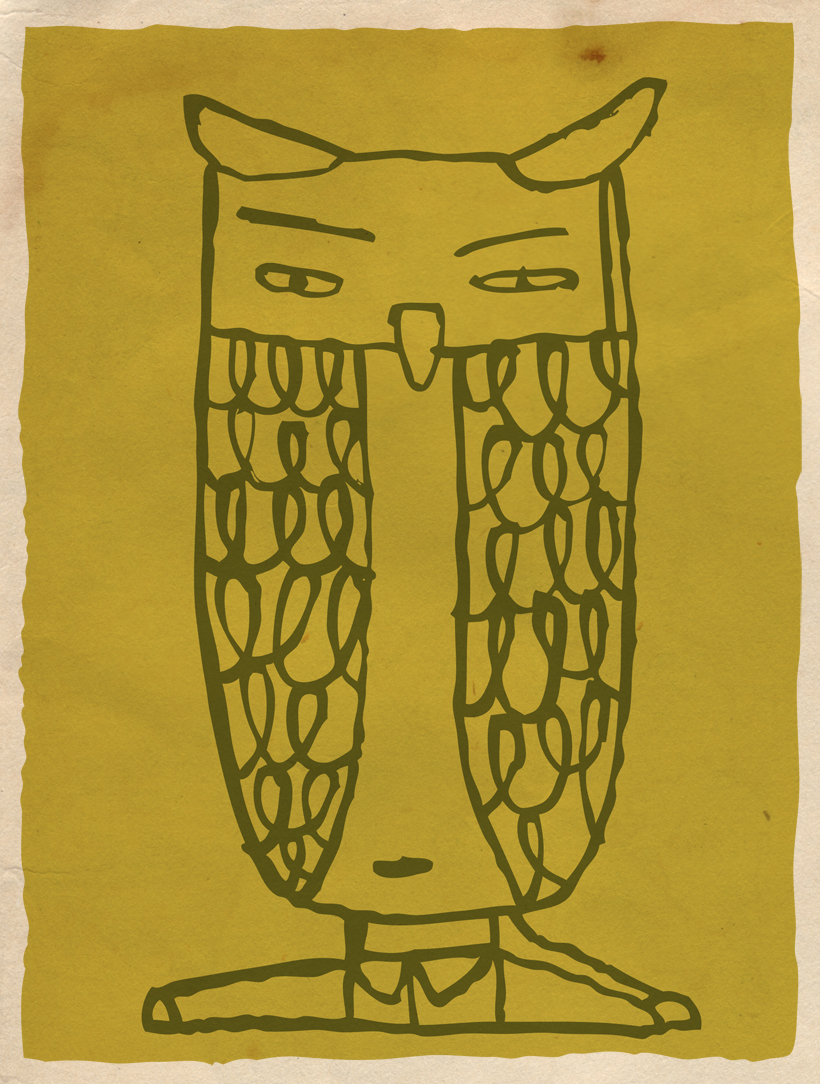 a drawing of an owl