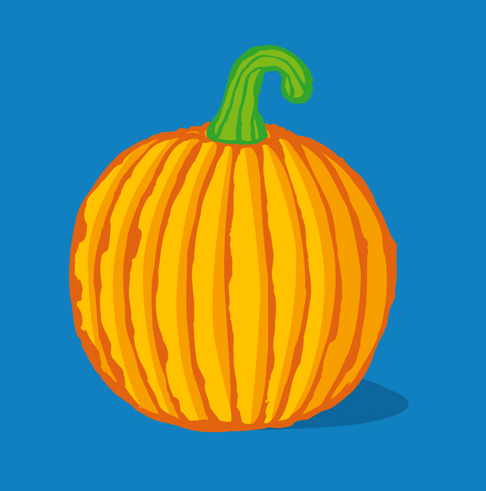a pumpkin with a green stem