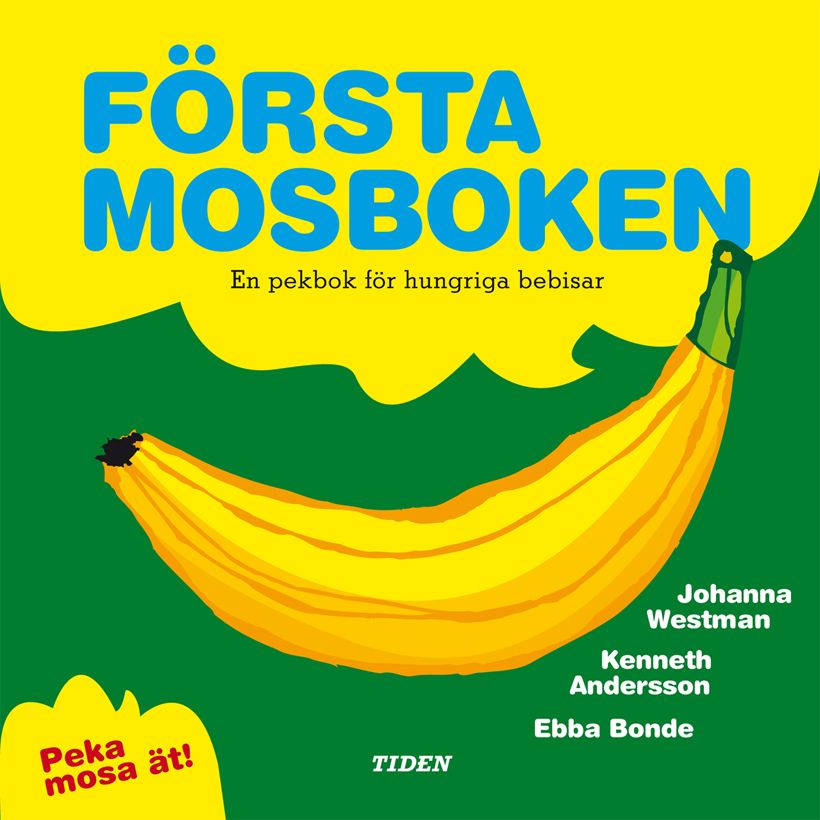 a yellow banana with blue text