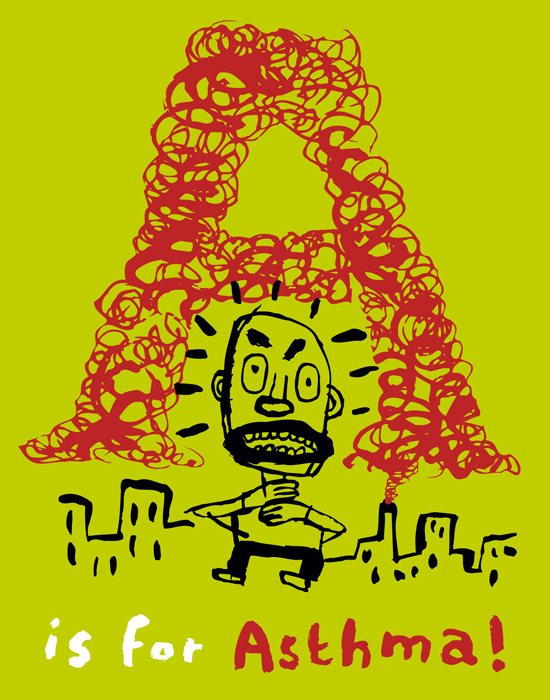 a cartoon of a man with a mustache and a city