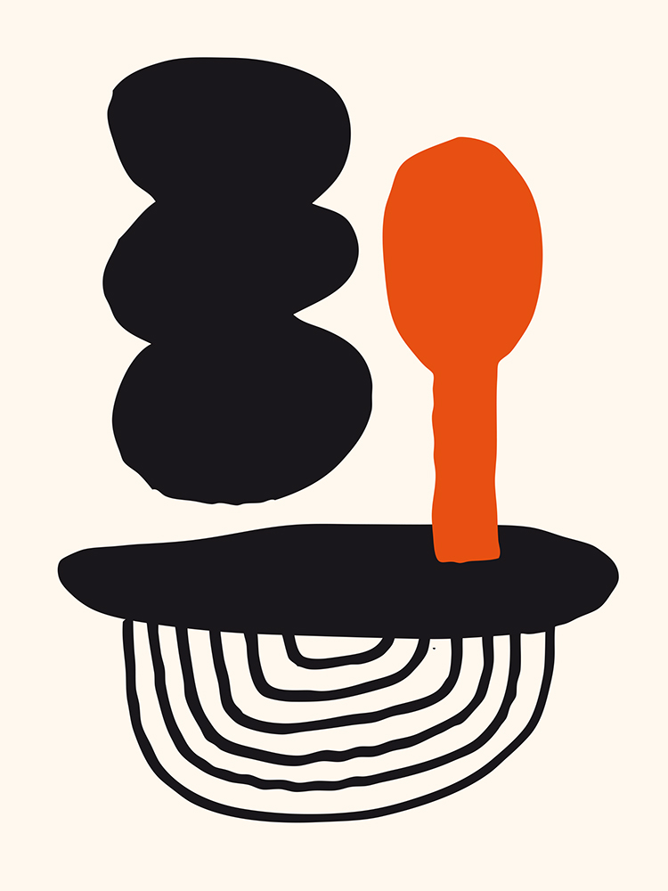 a black and orange object with a black object on it