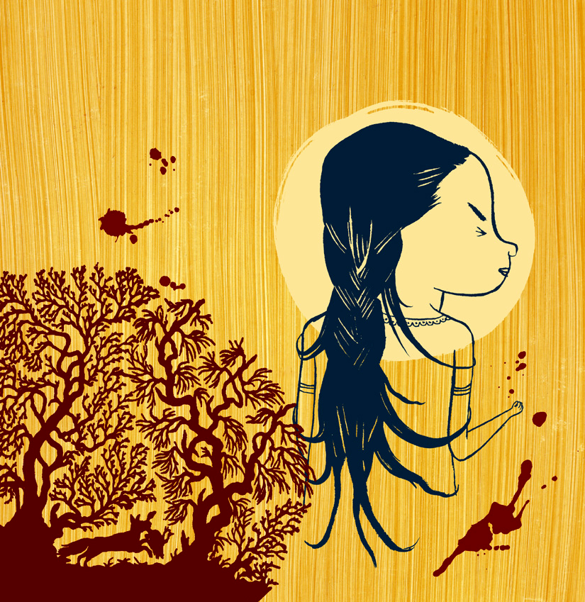 a drawing of a girl with long hair