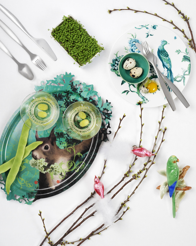 a table with plates and utensils