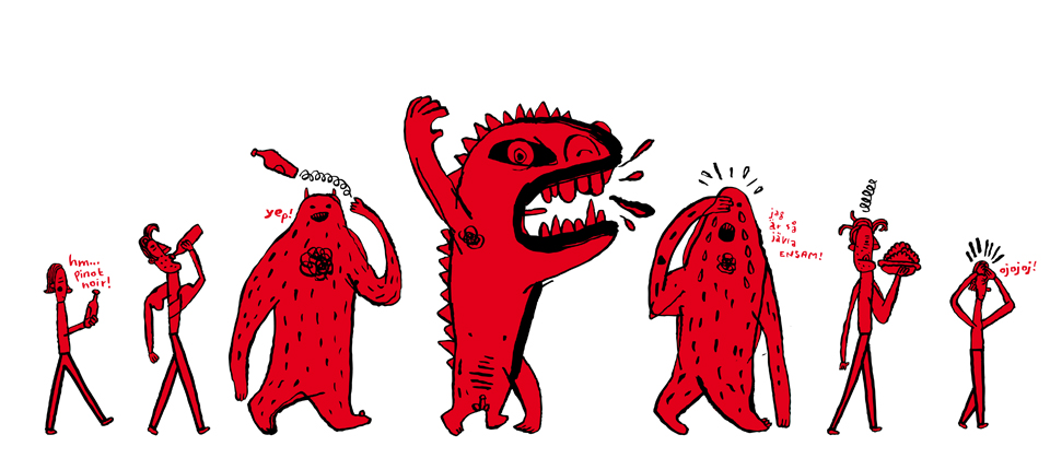 a group of red monsters