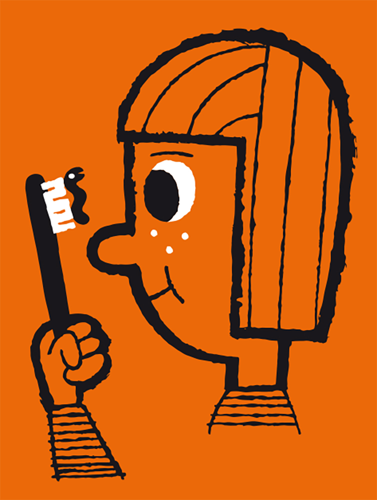 a cartoon of a person holding a toothbrush