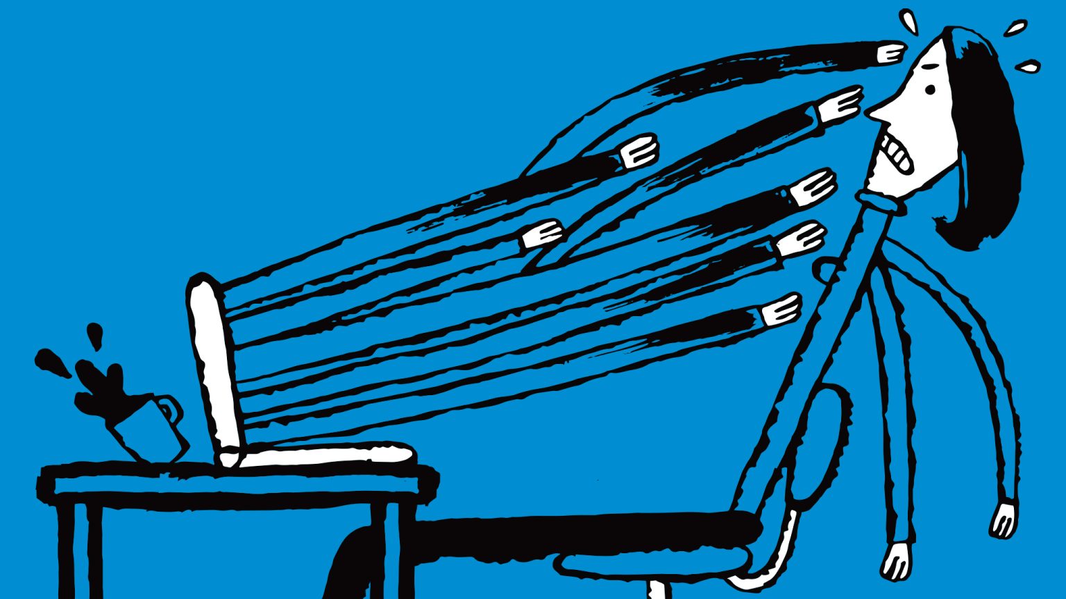 a cartoon of a man sitting in a chair with long hair