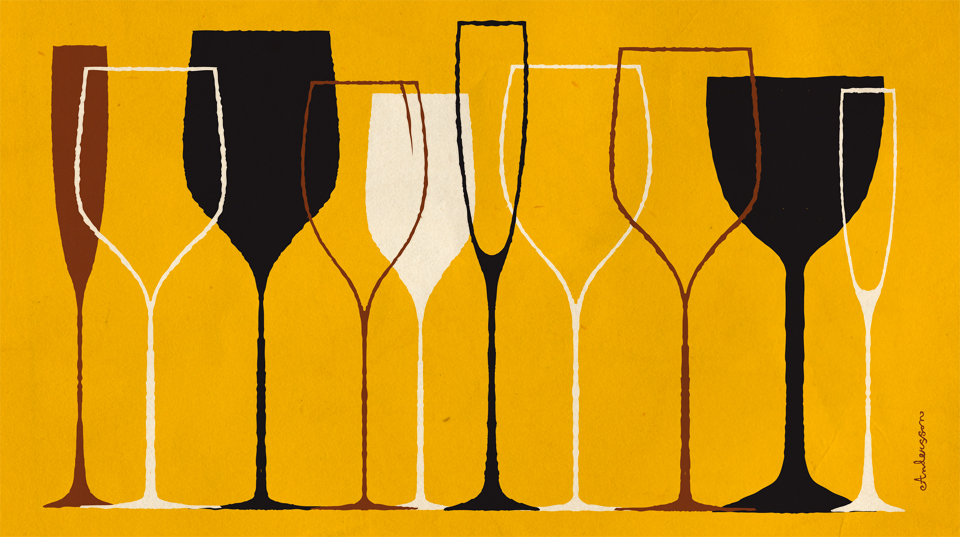 a group of wine glasses