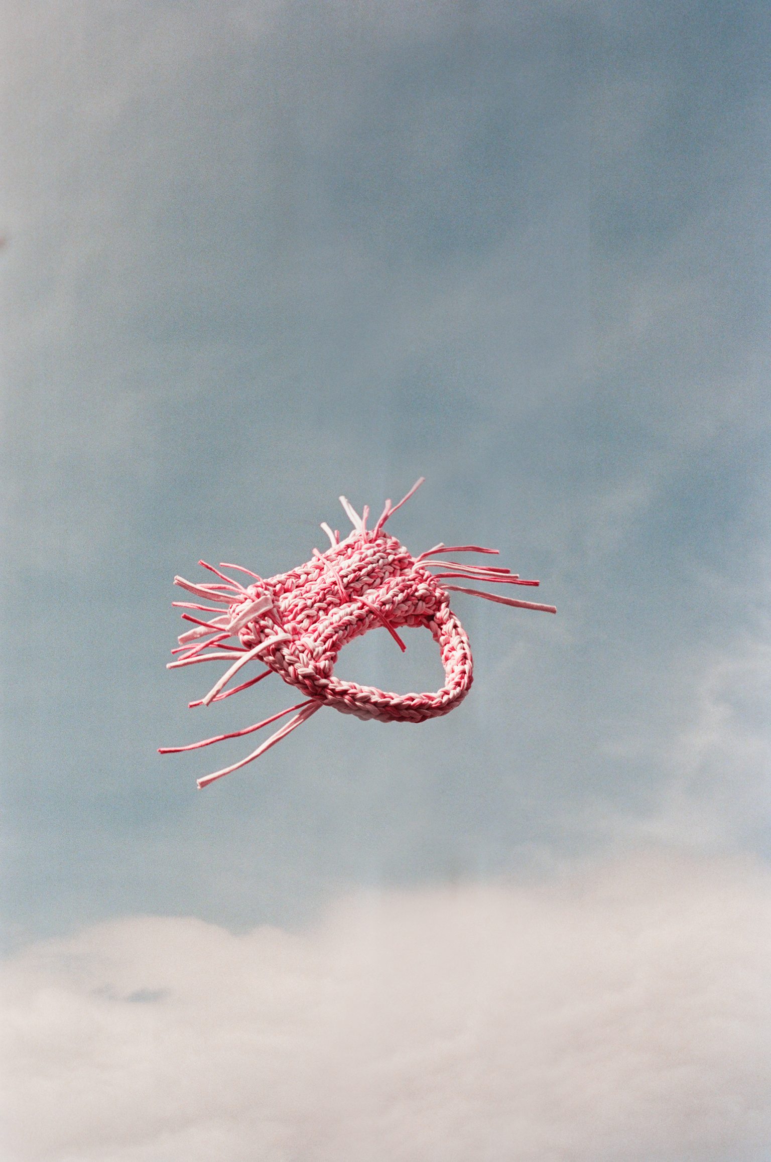 a pink object in the air