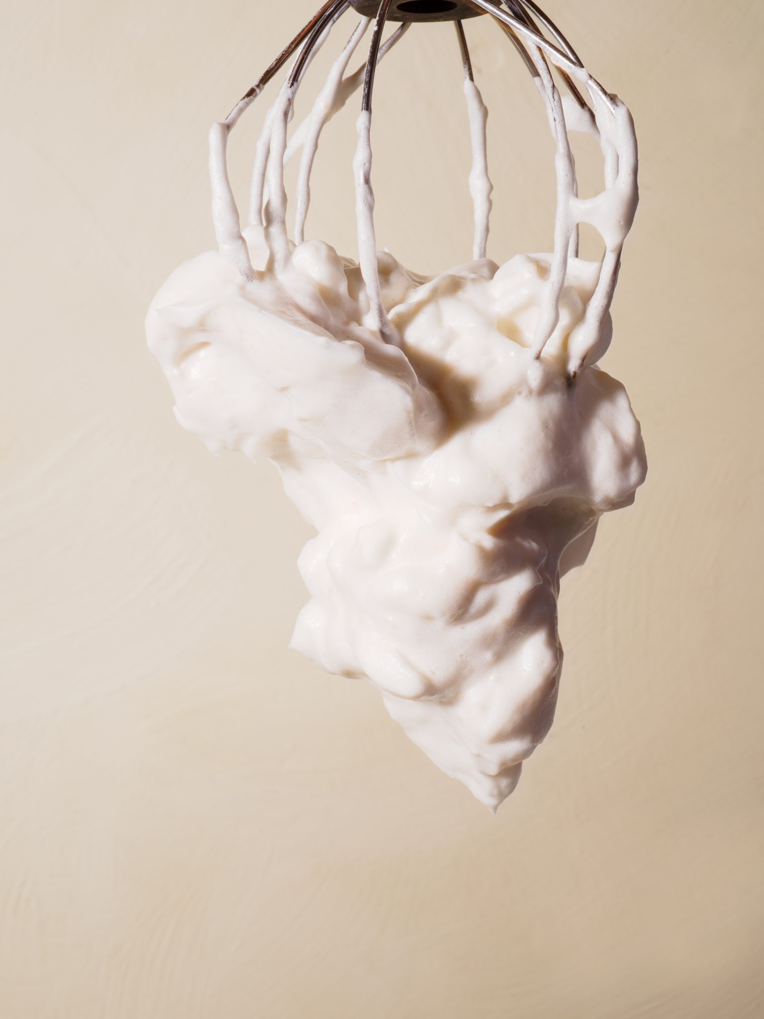 a whisk with whipped cream