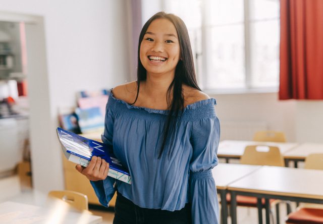 a woman smiling at camera