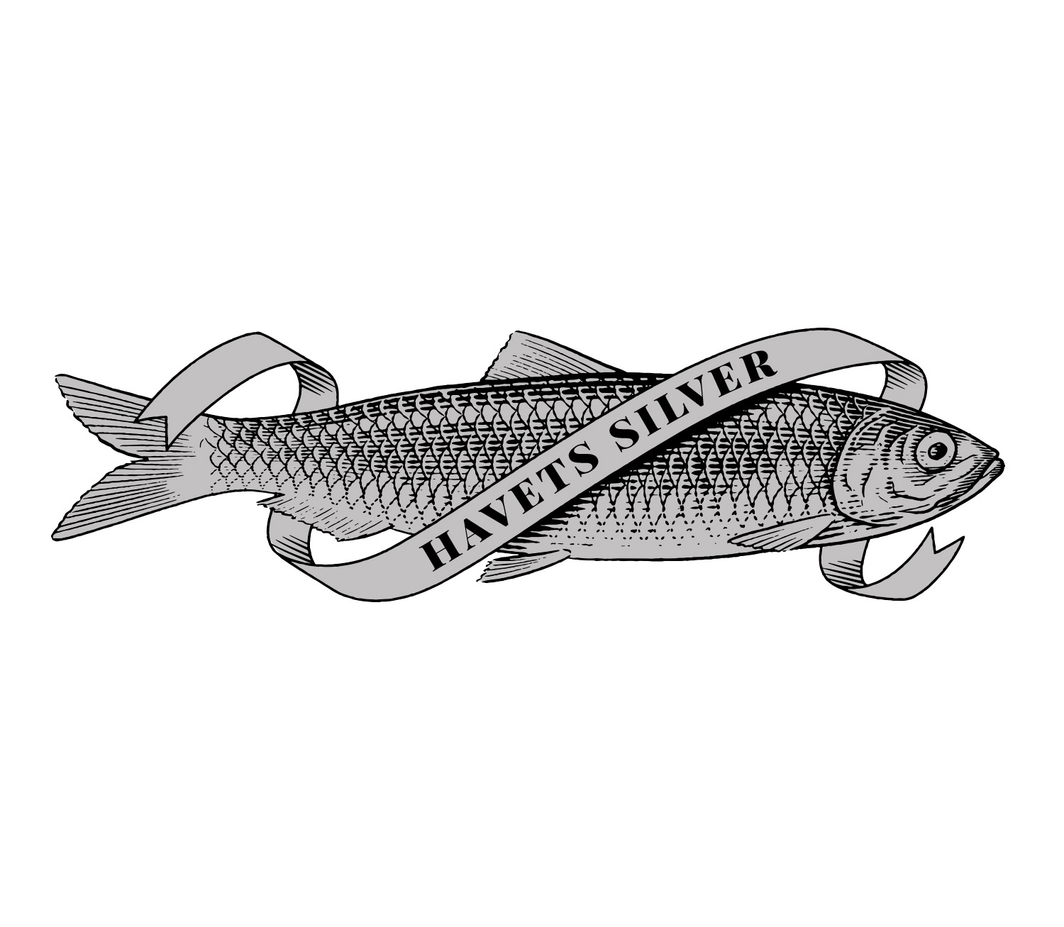 a fish with a ribbon