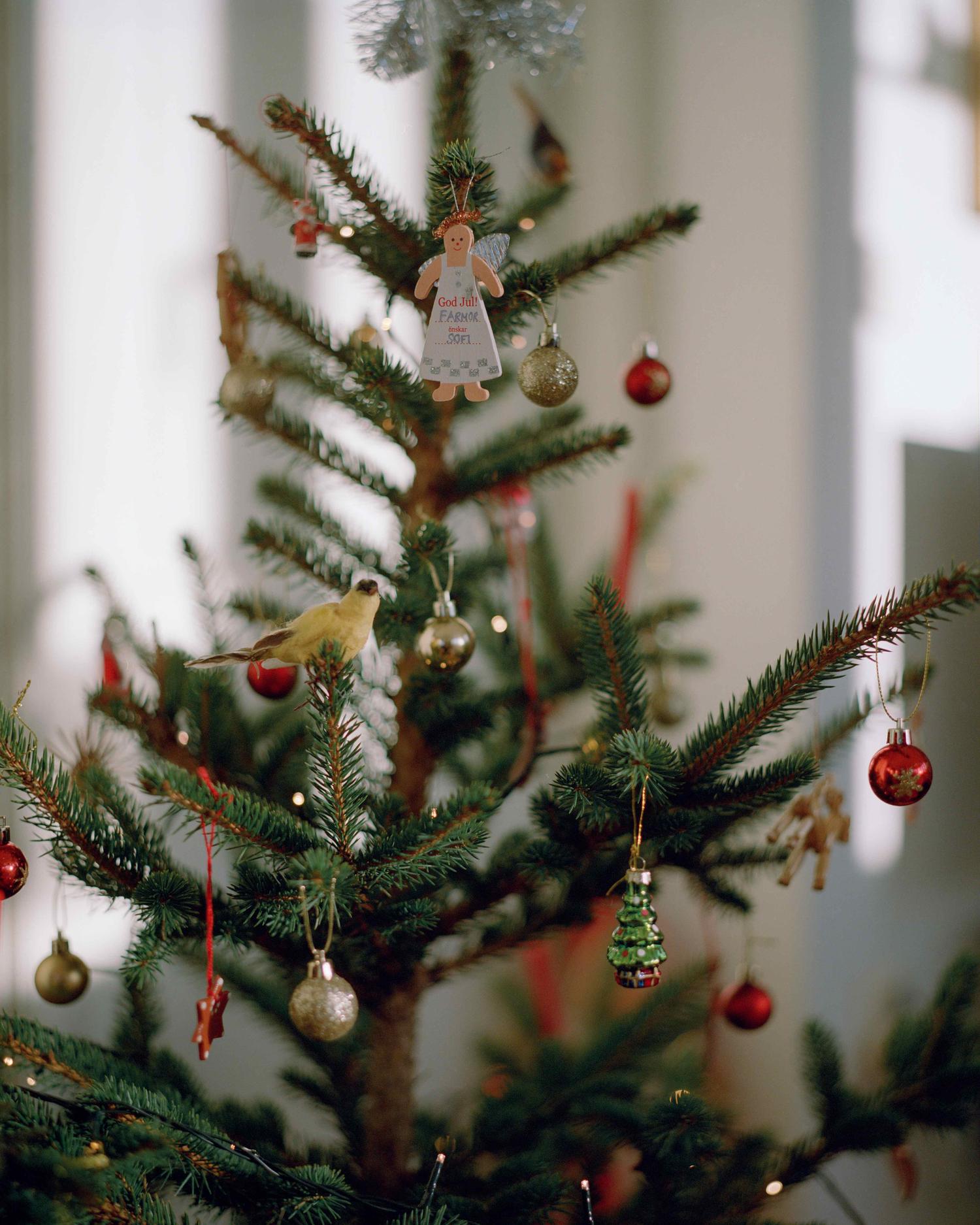 a tree with ornaments and ornaments