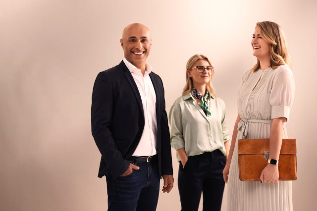 a group of people standing together