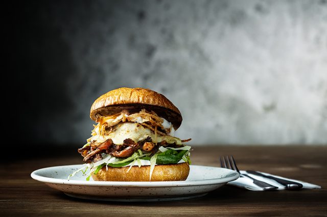 a burger on a plate