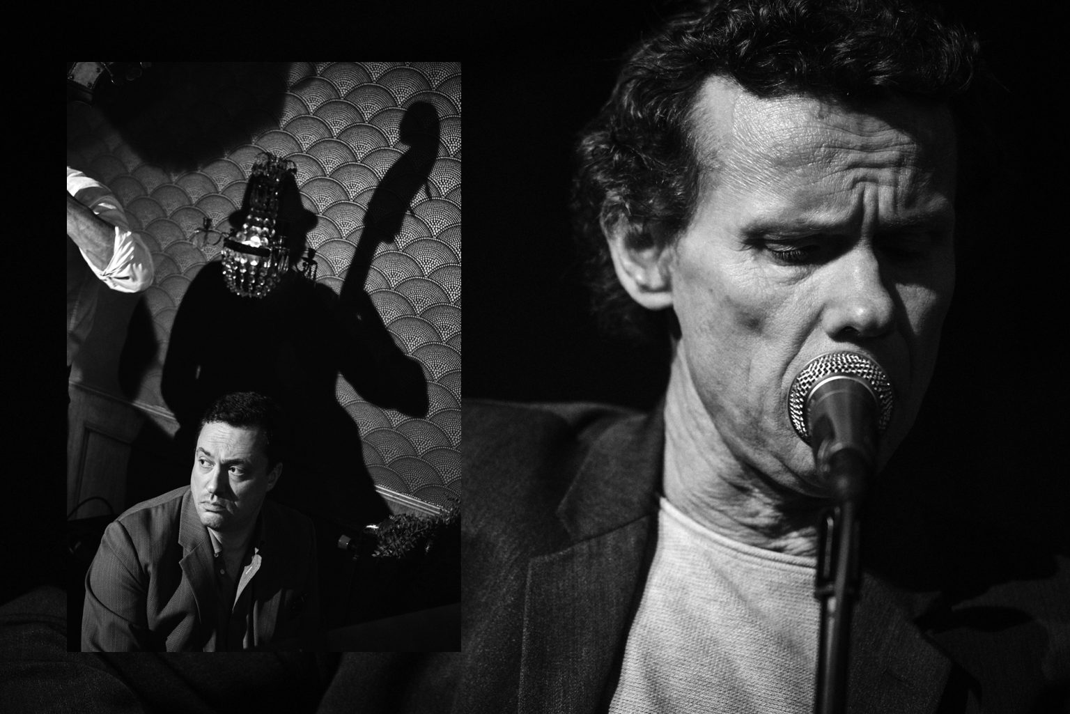 a man singing into a microphone