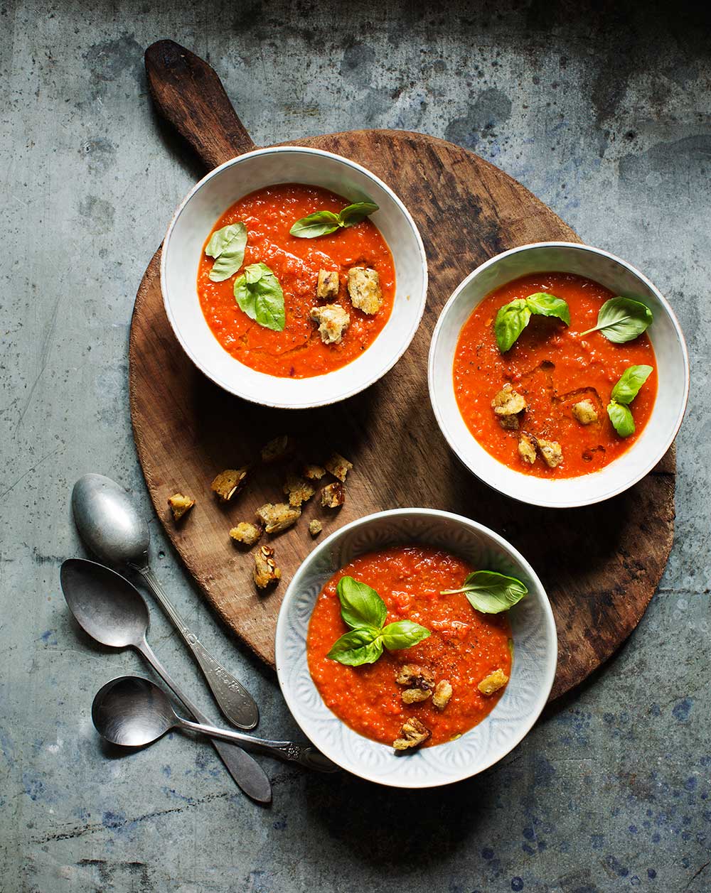 a group of bowls of soup