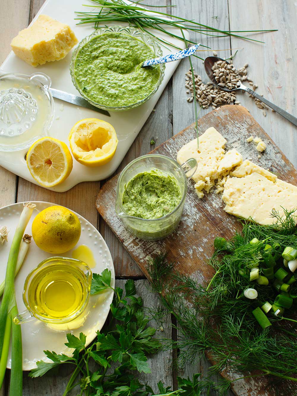 a table with food ingredients on it