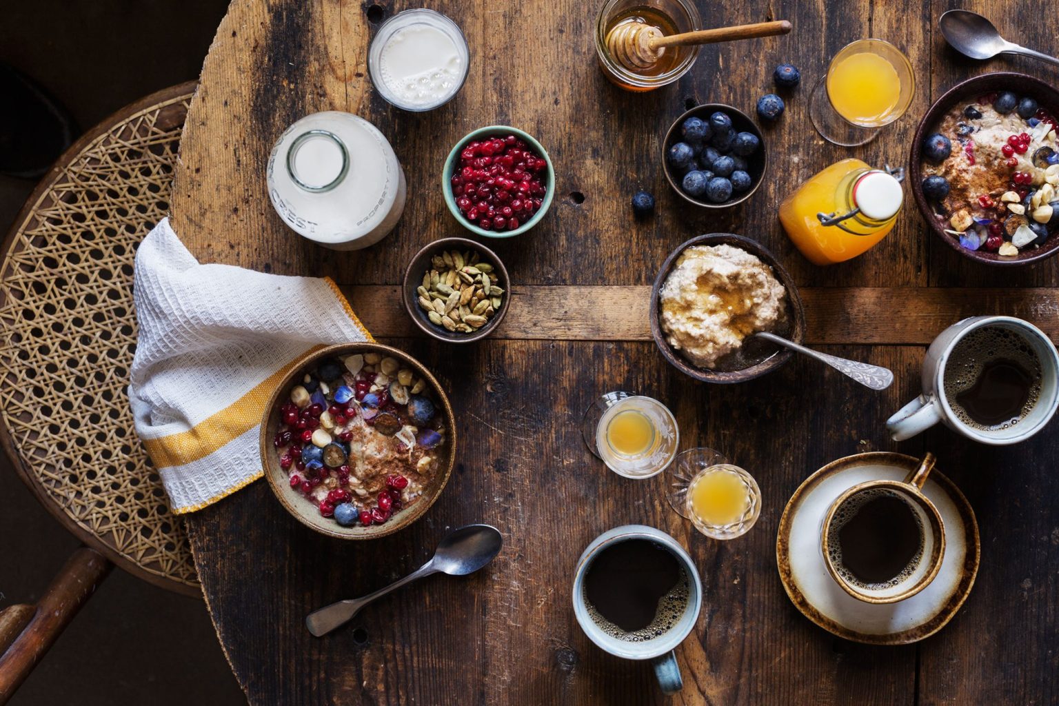 a table with different foods on it