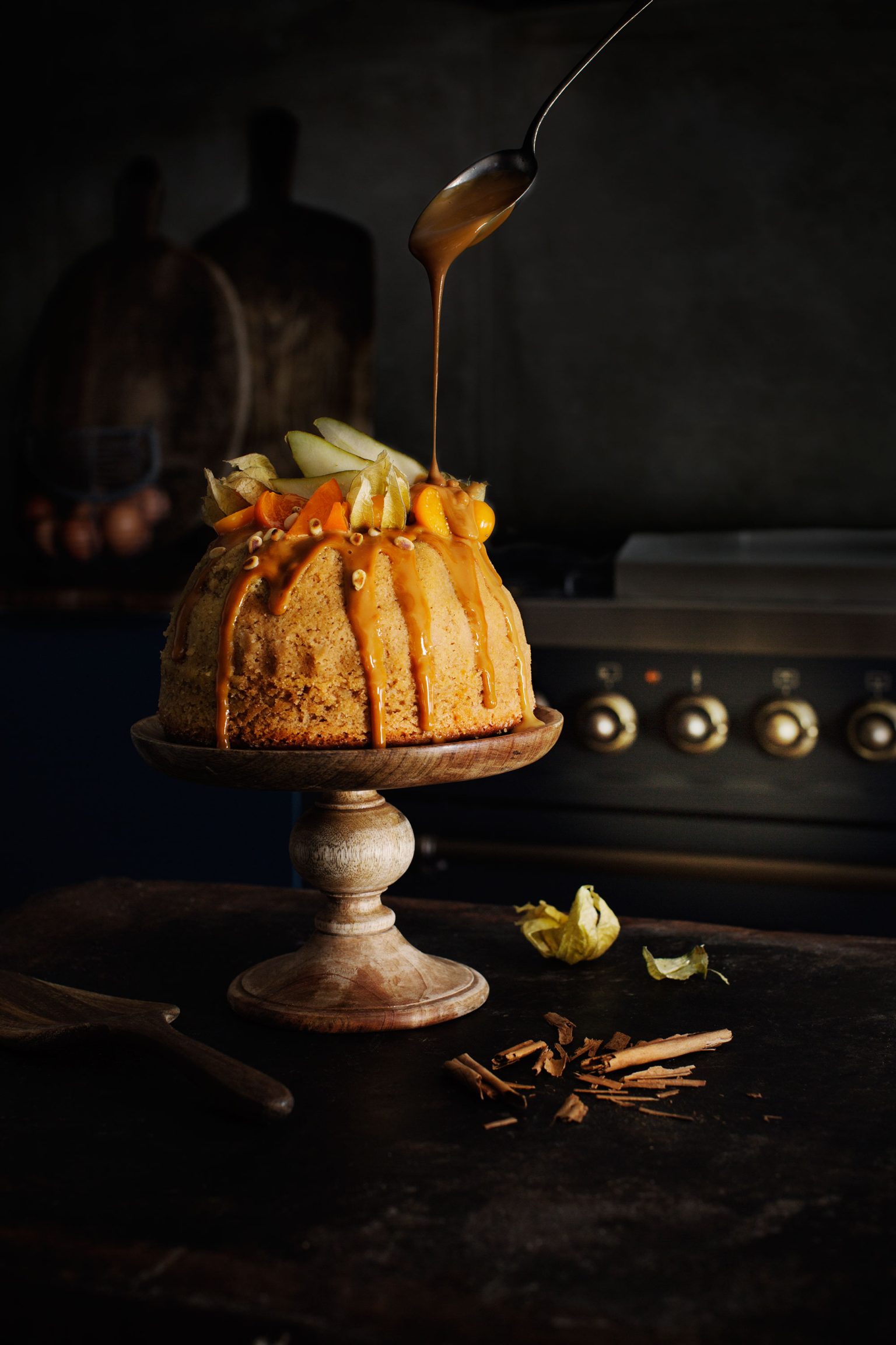 a cake with caramel topping on top