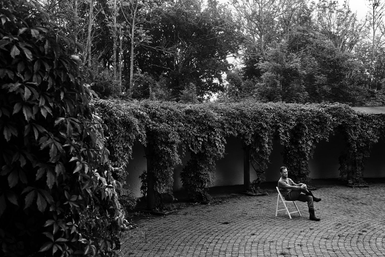 a man sitting in a chair