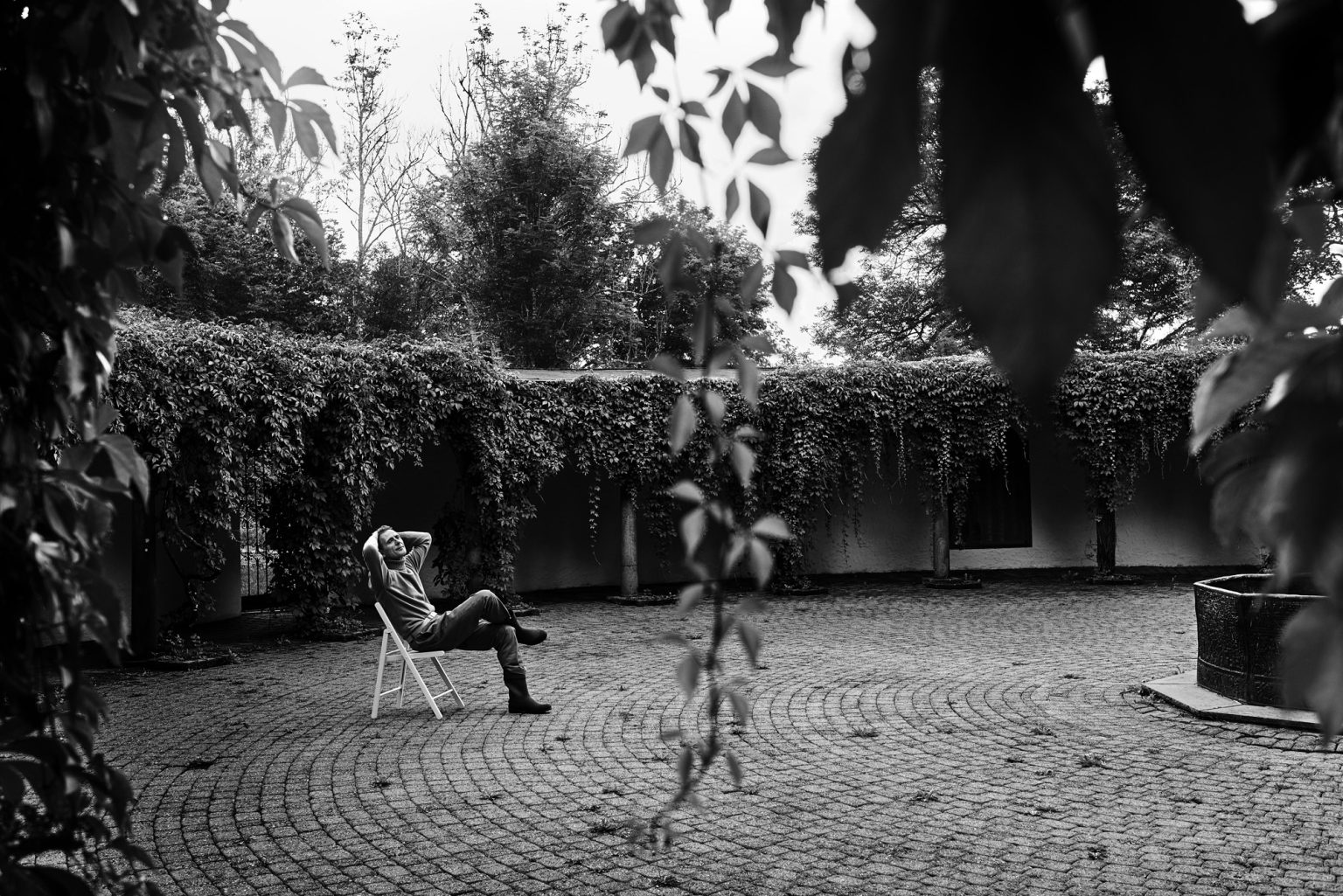 a man sitting in a chair