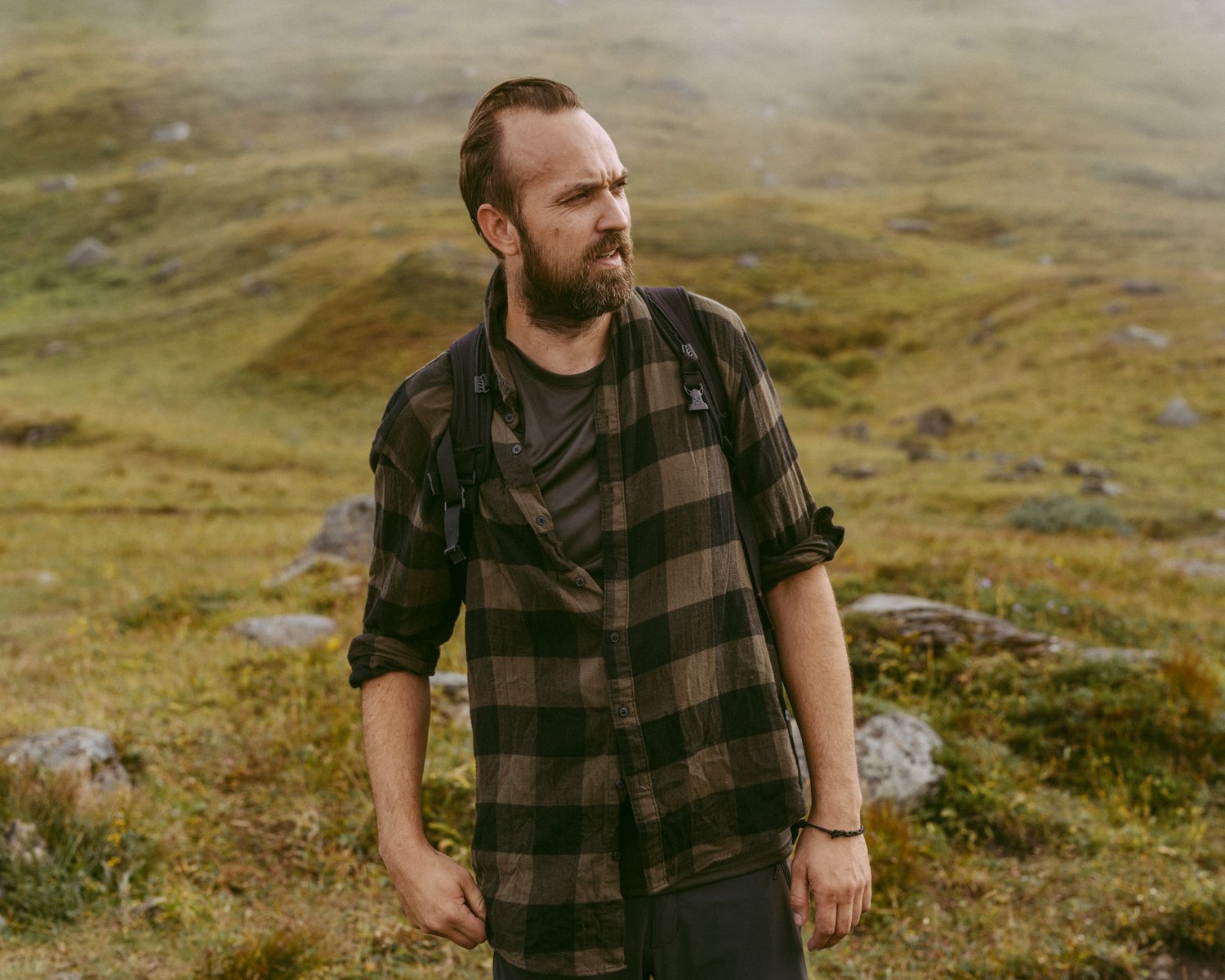 a man standing in a field
