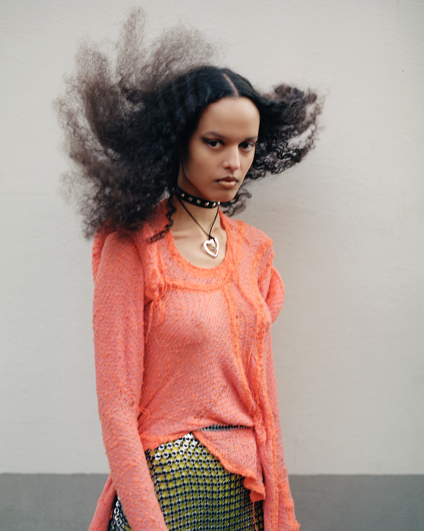 a woman with long hair