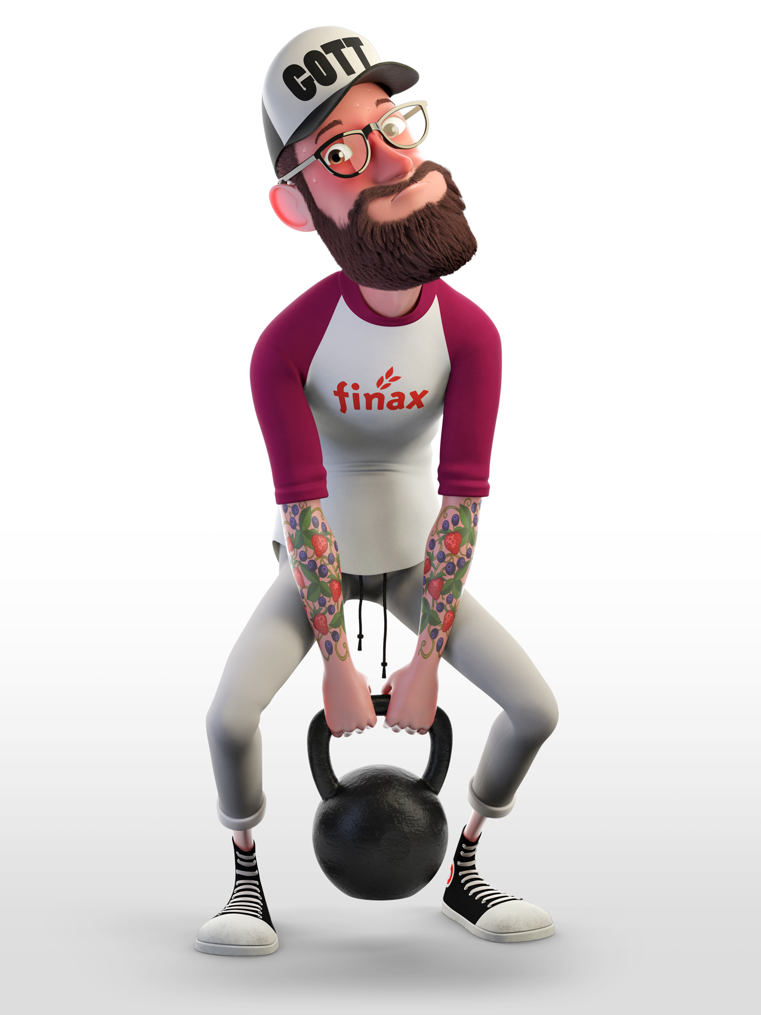 cartoon character holding a kettlebell