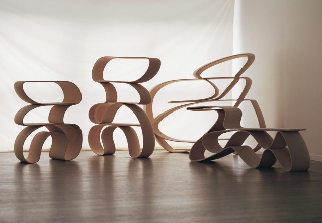 a group of chairs in a room